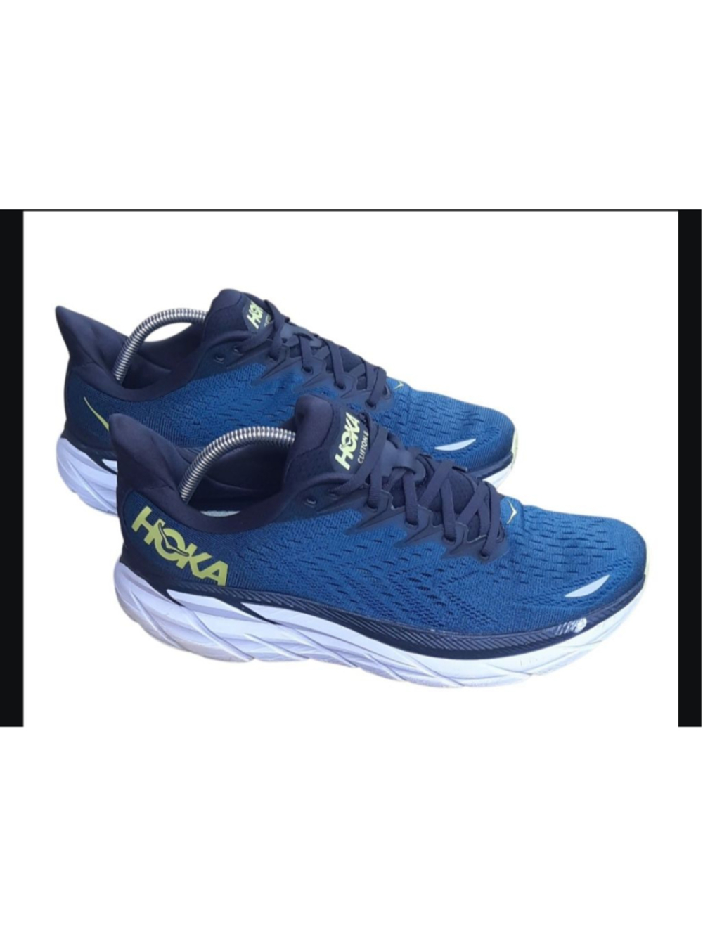 Hoka One One Clifton 8 Mens Running Shoes Blue Yellow Cushioned Size 10 D